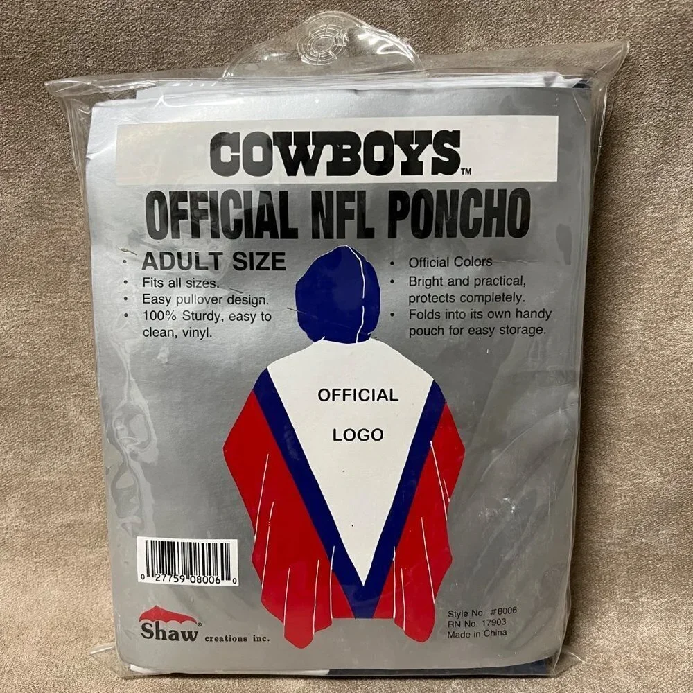 OFFICIALLY LICENSED DALLAS COWBOYS HOODIE/PONCHO~ONE SIZE FITS MOST~NEW IN PKG